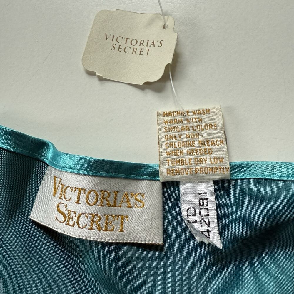 NWT Vintage Victoria’s Secret Gold Label Turquoise Satin Slip Dress Y2K 90s M - Picture 6 of 8